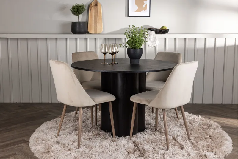 Olivia Matgrupp 110 cm Rund med 4 Night Stolar - Svart - Möbler - Bord & matgrupper - Matgrupper