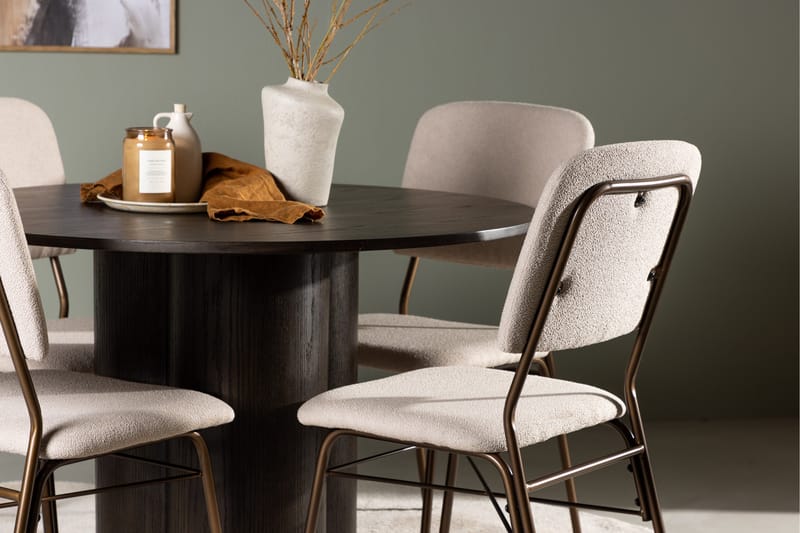 Olivia Matgrupp 110 cm Rund med 4 Seda stolar - Beige - Möbler - Bord & matgrupper - Matgrupper