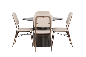 Olivia Matgrupp 110 cm Rund med 4 Seda stolar - Beige - Möbler - Bord & matgrupper - Matgrupper