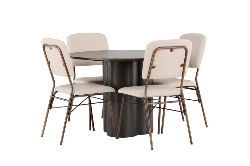 Olivia Matgrupp 110 cm Rund med 4 Seda stolar - Beige - Möbler - Bord & matgrupper - Matgrupper