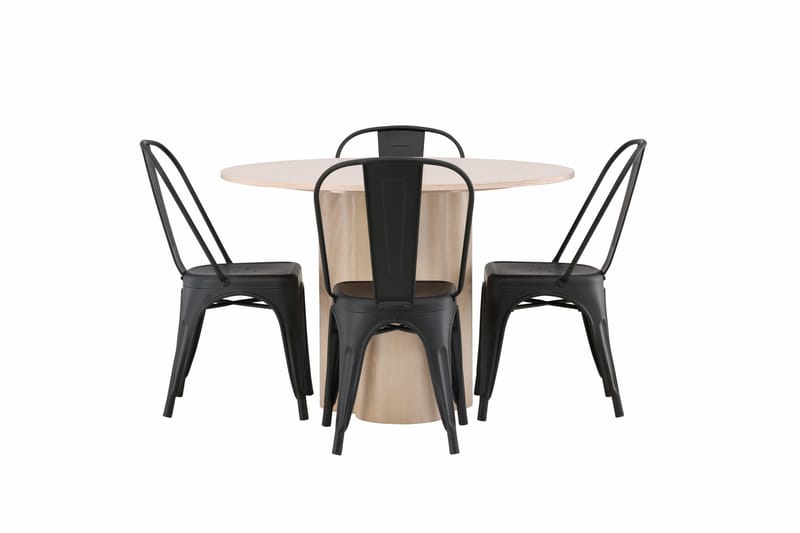 Olivia Matgrupp 110 cm Rund med 4 Tempe Stolar, Svart