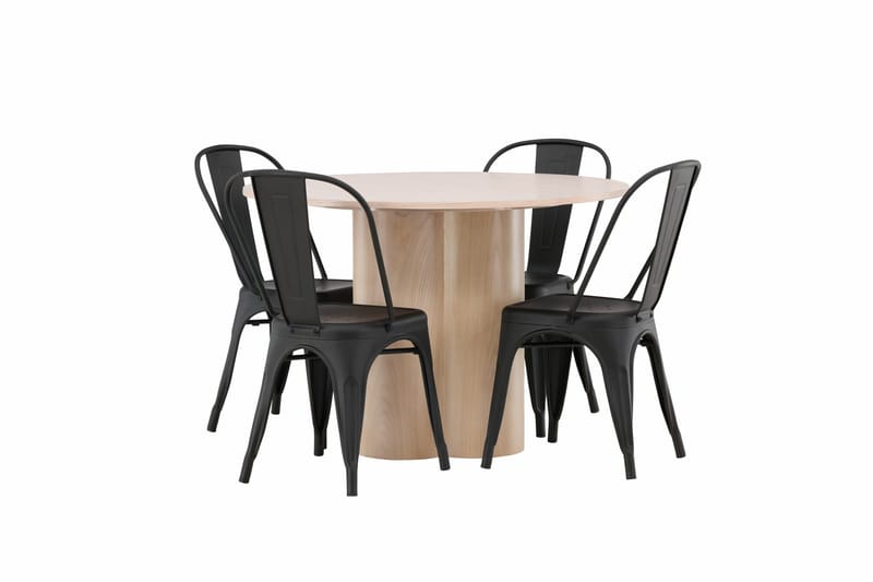 Olivia Matgrupp 110 cm Rund med 4 Tempe Stolar - Svart - Möbler - Bord & matgrupper - Matgrupper