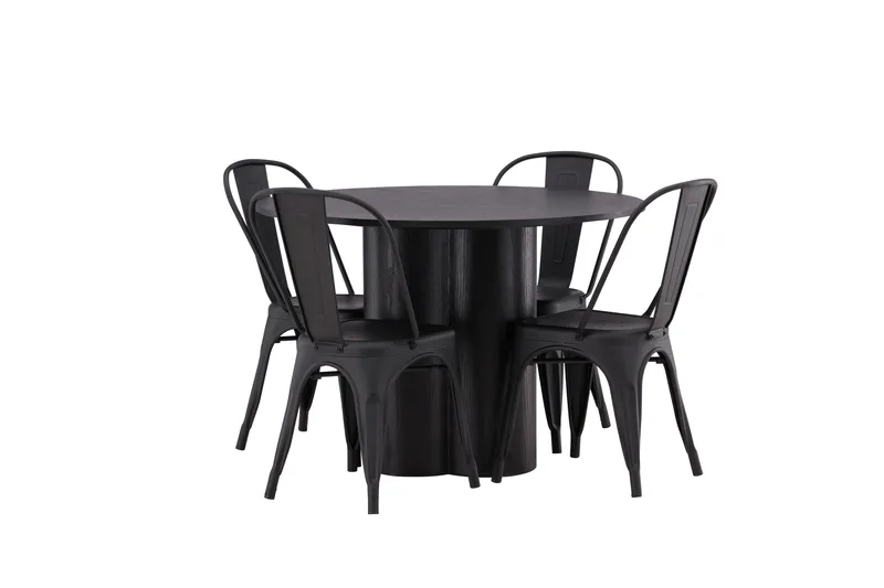 Olivia Matgrupp 110 cm Rund med 4 Tempe Stolar - Svart - Möbler - Bord & matgrupper - Matgrupper