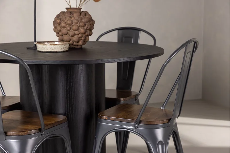 Olivia Matgrupp 110 cm Rund med 4 Tempe Stolar - Svart - Möbler - Bord & matgrupper - Matgrupper