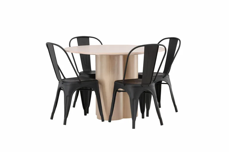 Olivia Matgrupp 110 cm Rund med 4 Tempe Stolar - Svart - Möbler - Bord & matgrupper - Matgrupper