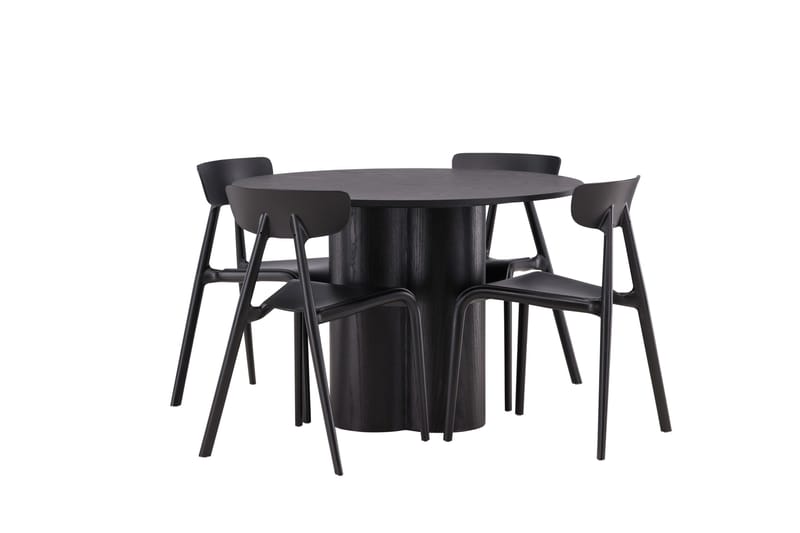 Olivia Matgrupp 110 cm Rund med 4 Ursholmen Stolar - Svart - Möbler - Bord & matgrupper - Matgrupper