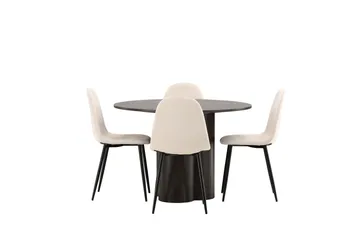 Olivia Matgrupp 110 cm Rund med 4 Polar stolar - Beige - Möbler - Bord & matgrupper - Matgrupper