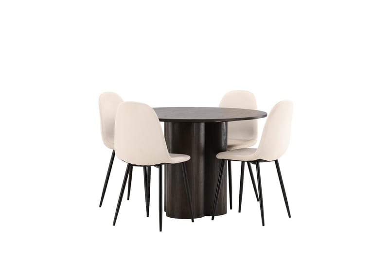 Olivia Matgrupp 110 cm Rund med 4 Polar stolar - Beige - Möbler - Bord & matgrupper - Matgrupper