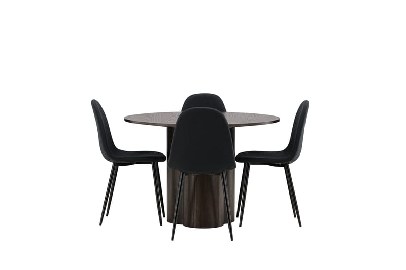 Olivia Matgrupp 110 cm Rund med 4 Polar stolar, Svart