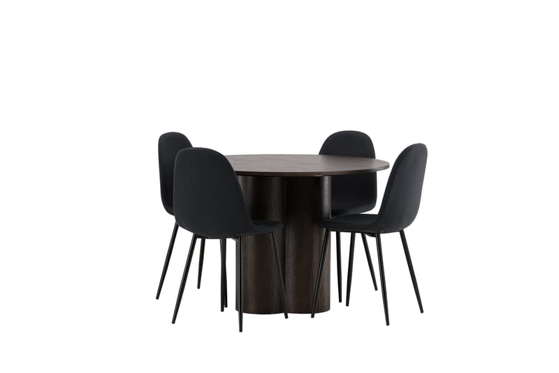 Olivia Matgrupp 110 cm Rund med 4 Polar stolar - Svart - Möbler - Bord & matgrupper - Matgrupper