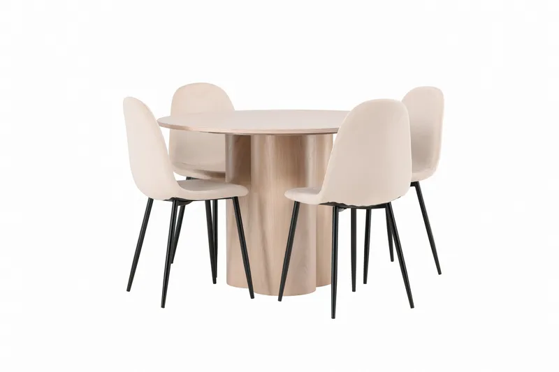 Olivia Matgrupp 110 cm Rund med 4 Polar stolar - Whitewash - Möbler - Bord & matgrupper - Matgrupper