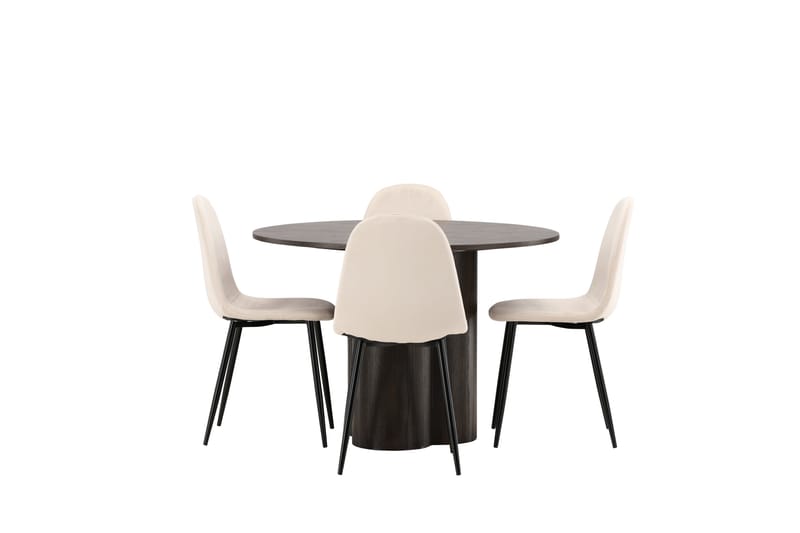 Olivia Matgrupp 110 cm Rund med 4 Polar stolar - Beige - Möbler - Bord & matgrupper - Matgrupper