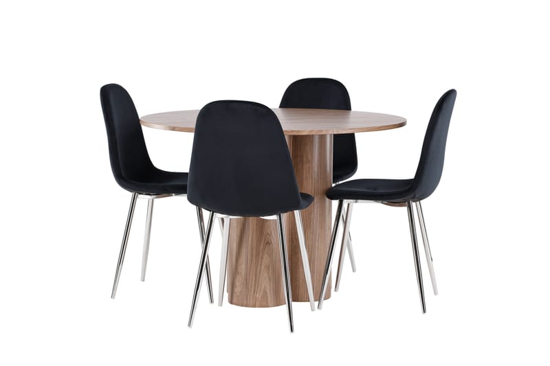 Olivia Matgrupp 110 cm Rund med 4 Polar stolar - Mocca/Svart - Möbler - Bord & matgrupper - Matgrupper