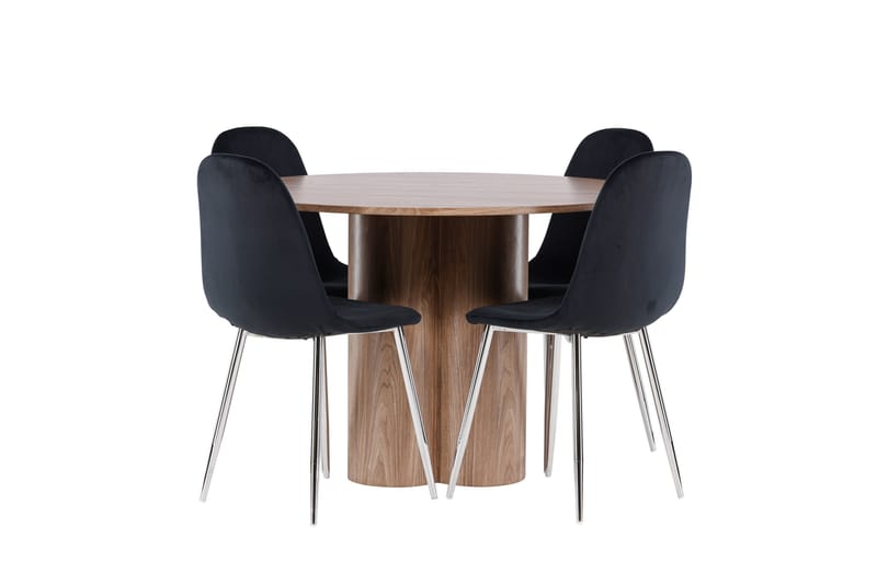 Olivia Matgrupp 110 cm Rund med 4 Polar stolar - Mocca/Svart - Möbler - Bord & matgrupper - Matgrupper