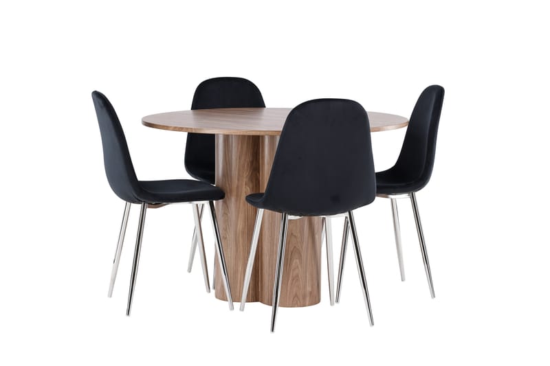 Olivia Matgrupp 110 cm Rund med 4 Polar stolar - Mocca/Svart - Möbler - Bord & matgrupper - Matgrupper