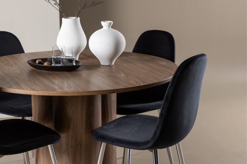 Olivia Matgrupp 110 cm Rund med 4 Polar stolar - Mocca/Svart - Möbler - Bord & matgrupper - Matgrupper