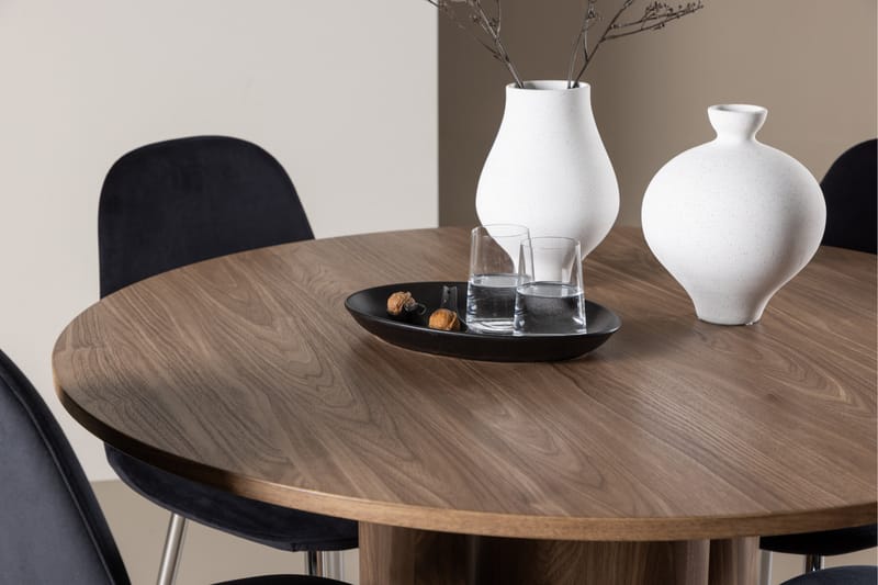 Olivia Matgrupp 110 cm Rund med 4 Polar stolar - Mocca/Svart - Möbler - Bord & matgrupper - Matgrupper