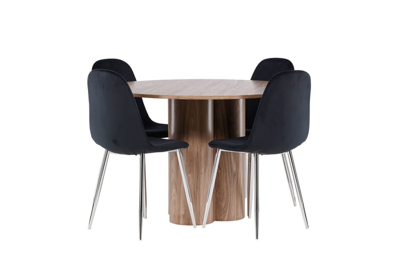 Olivia Matgrupp 110 cm Rund med 4 Polar stolar - Mocca/Svart - Möbler - Bord & matgrupper - Matgrupper