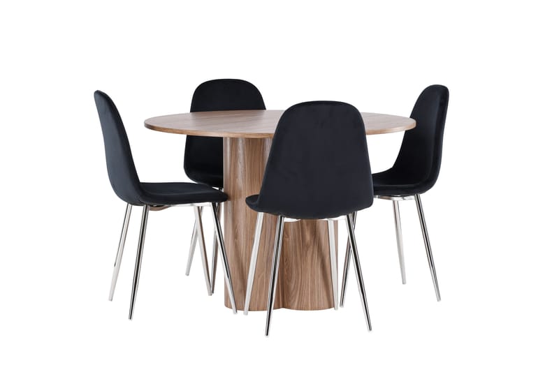 Olivia Matgrupp 110 cm Rund med 4 Polar stolar - Mocca/Svart - Möbler - Bord & matgrupper - Matgrupper