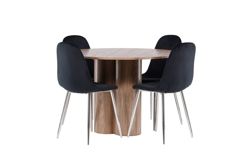 Olivia Matgrupp 110 cm Rund med 4 Polar stolar - Mocca/Svart - Möbler - Bord & matgrupper - Matgrupper