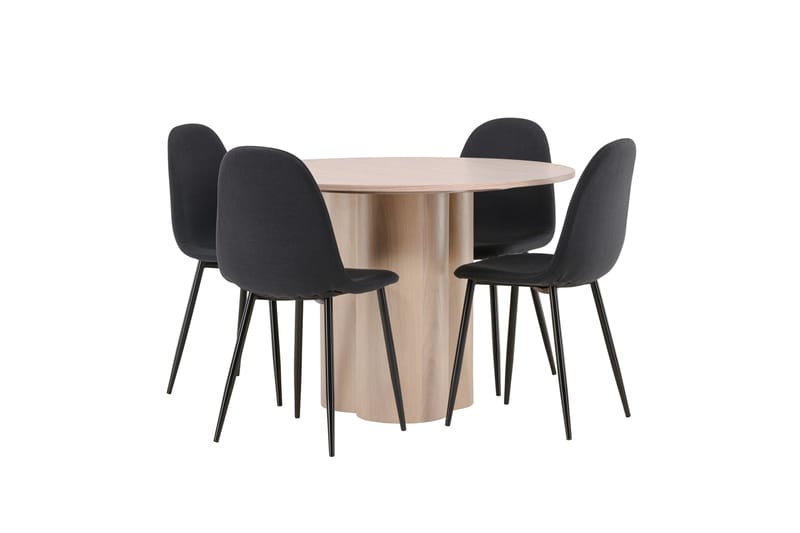 Olivia Matgrupp 110 cm Rund med 4 Polar stolar - Whitewash - Möbler - Bord & matgrupper - Matgrupper