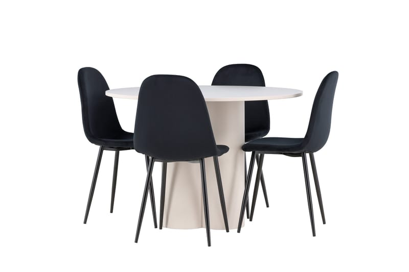 Olivia Matgrupp 110 cm Rund med 4 Polar stolar, Beige/Svart