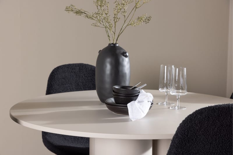 Olivia Matgrupp 110 cm Rund med 4 Polar stolar - Beige/Svart - Möbler - Bord & matgrupper - Matgrupper