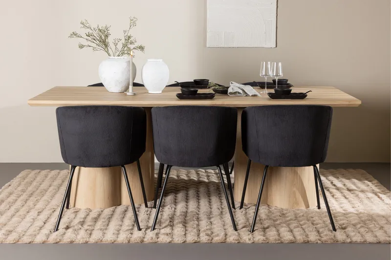 Olivia Matgrupp 210 cm Rektangulär med 6 Berit stolar - Whitewash/Svart - Möbler - Bord & matgrupper - Matgrupper