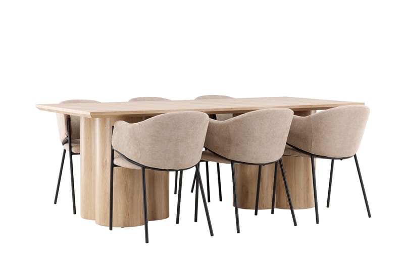 Olivia Matgrupp 210 cm Rektangulär med 6 Evelina stolar - Whitewash/Beige - Möbler - Bord & matgrupper - Matgrupper