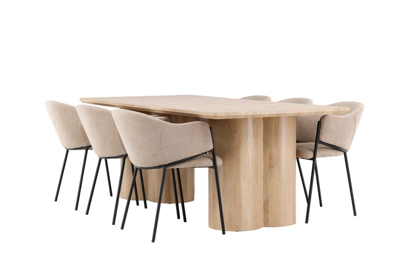 Olivia Matgrupp 210 cm Rektangulär med 6 Evelina stolar - Whitewash/Beige - Möbler - Bord & matgrupper - Matgrupper