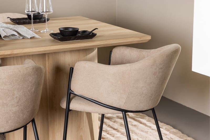 Olivia Matgrupp 210 cm Rektangulär med 6 Evelina stolar - Whitewash/Beige - M�öbler - Bord & matgrupper - Matgrupper