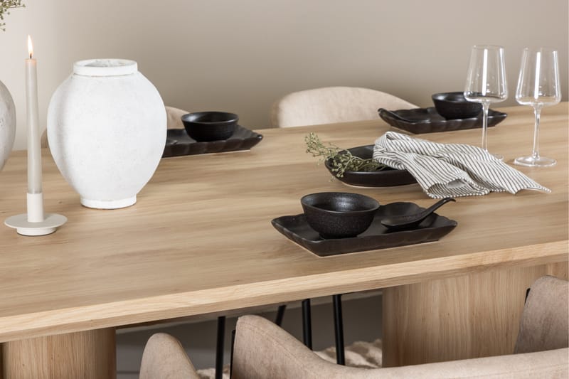 Olivia Matgrupp 210 cm Rektangulär med 6 Evelina stolar - Whitewash/Beige - Möbler - Bord & matgrupper - Matgrupper