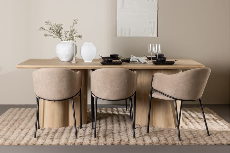 Olivia Matgrupp 210 cm Rektangulär med 6 Evelina stolar - Whitewash/Beige - Möbler - Bord & matgrupper - Matgrupper