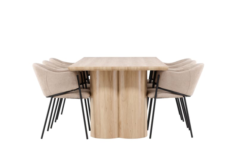 Olivia Matgrupp 210 cm Rektangulär med 6 Evelina stolar - Whitewash/Beige - Möbler - Bord & matgrupper - Matgrupper