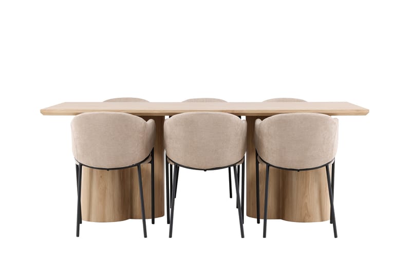 Olivia Matgrupp 210 cm Rektangulär med 6 Evelina stolar - Whitewash/Beige - Möbler - Bord & matgrupper - Matgrupper