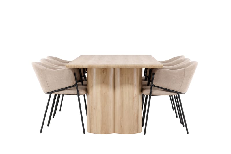 Olivia Matgrupp 210 cm Rektangulär med 6 Evelina stolar - Whitewash/Beige - Möbler - Bord & matgrupper - Matgrupper