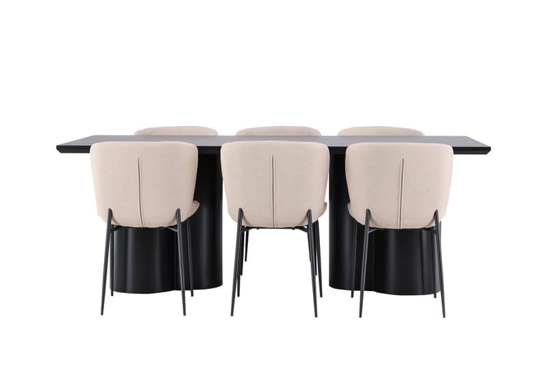 Olivia Matgrupp 210 cm Rektangulär med 6 Modesto stolar - Svart/Beige - Möbler - Bord & matgrupper - Matgrupper