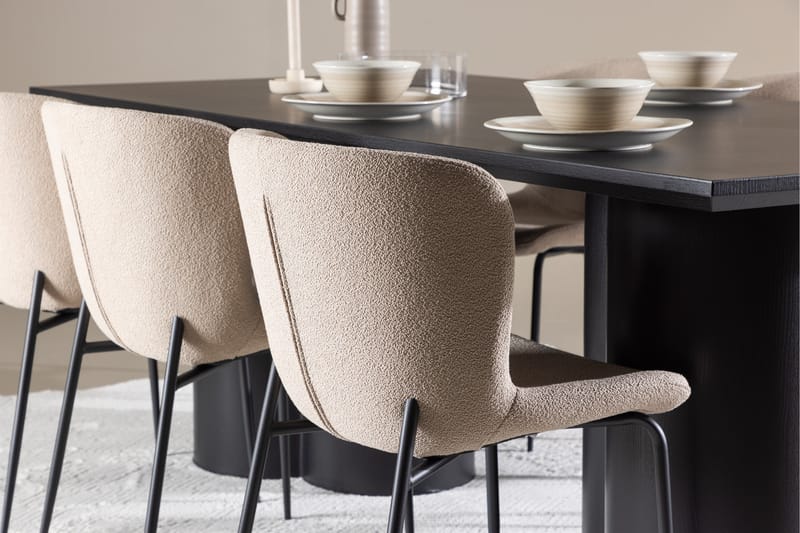 Olivia Matgrupp 210 cm Rektangulär med 6 Modesto stolar - Svart/Beige - Möbler - Bord & matgrupper - Matgrupper