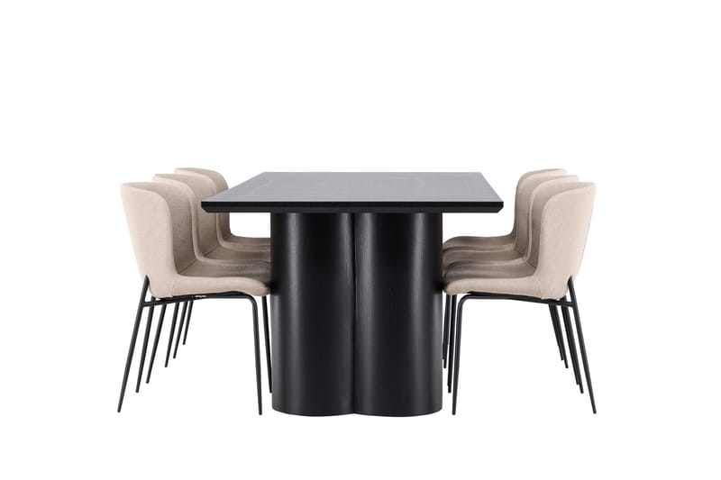 Olivia Matgrupp 210 cm Rektangulär med 6 Modesto stolar - Svart/Beige - Möbler - Bord & matgrupper - Matgrupper