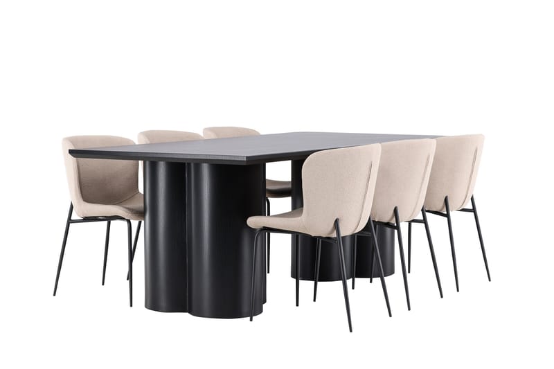 Olivia Matgrupp 210 cm Rektangulär med 6 Modesto stolar - Svart/Beige - Möbler - Bord & matgrupper - Matgrupper