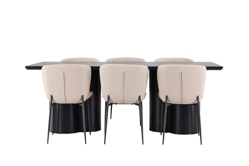 Olivia Matgrupp 210 cm Rektangulär med 6 Modesto stolar - Svart/Beige - Möbler - Bord & matgrupper - Matgrupper