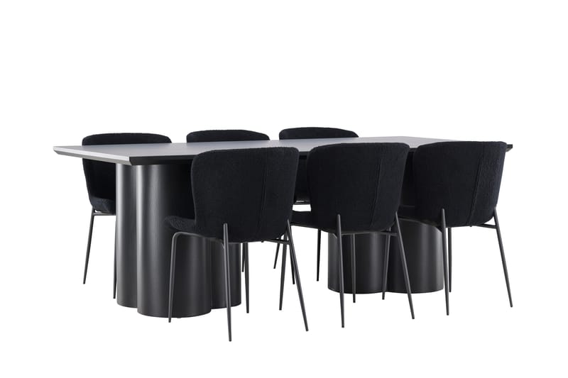 Olivia Matgrupp 210 cm Rektangulär med 6 Modesto stolar - Svart/Svart - Möbler - Bord & matgrupper - Matgrupper
