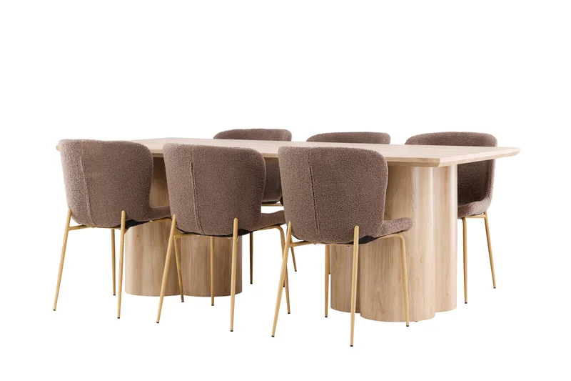 Olivia Matgrupp 210 cm Rektangulär med 6 Modesto stolar - Whitewash/Brun - Möbler - Bord & matgrupper - Matgrupper