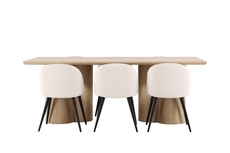 Olivia Matgrupp 210 cm Rektangulär med 6 Velvet stolar - Whitewash/Beige - Möbler - Bord & matgrupper - Matgrupper