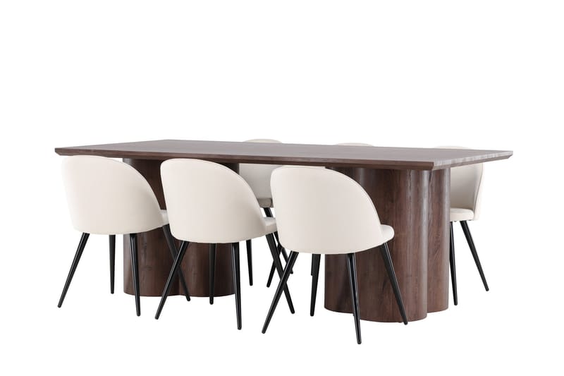 Olivia Matgrupp 210 cm Rektangulär med 6 Velvet stolar - Möbler - Bord & matgrupper - Matgrupper