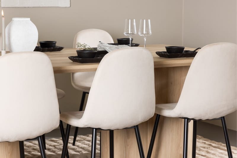 Olivia Matgrupp 210 cm Rektangulär med 6 Polar stolar - Whitewash/Beige - Möbler - Bord & matgrupper - Matgrupper