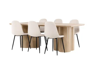 Olivia Matgrupp 210 cm Rektangulär med 6 Polar stolar - Whitewash/Beige - Möbler - Bord & matgrupper - Matgrupper