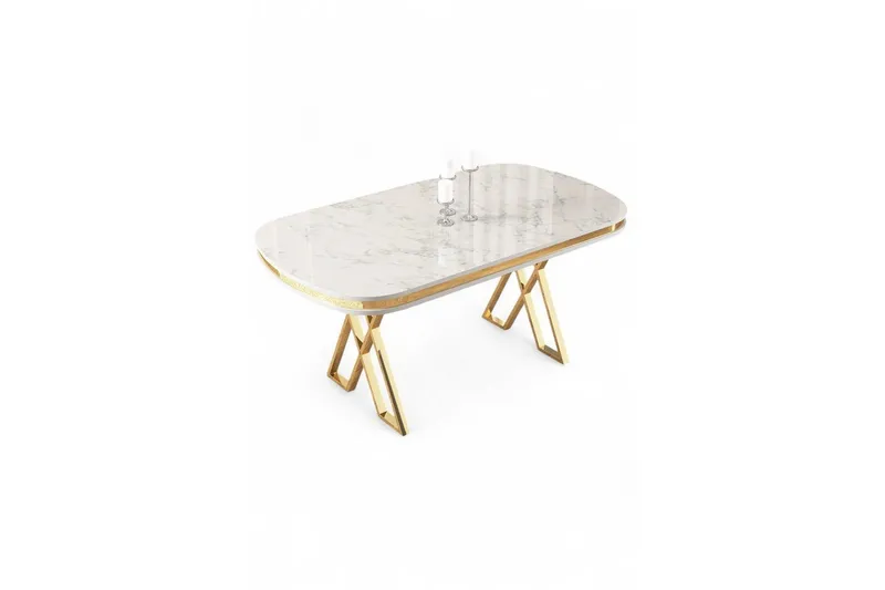 Omin Matbord 168 cm Rektangulär - Vit Marmor/Guld - Möbler - Bord & matgrupper - Matbord & köksbord