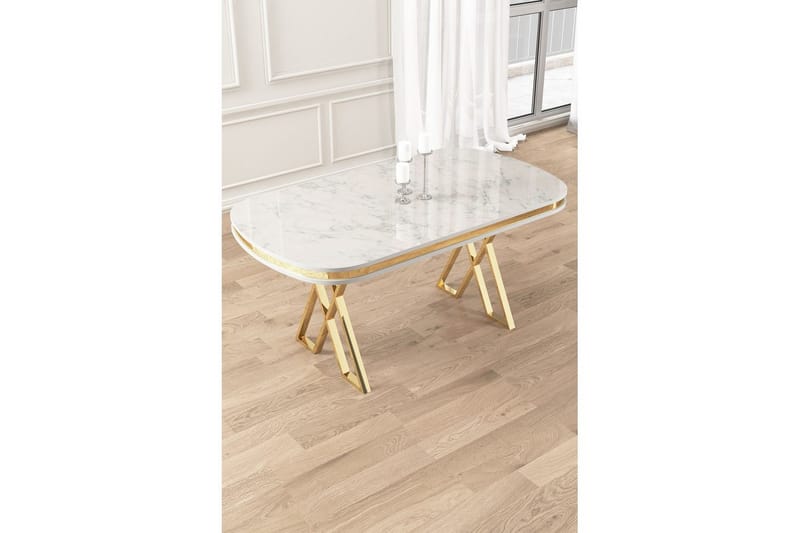 Omin Matbord 168 cm Rektangulär - Vit Marmor/Guld - Möbler - Bord & matgrupper - Matbord & köksbord