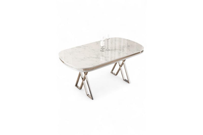 Omin Matbord 168 cm Rektangulär, Vit Marmor/Krom